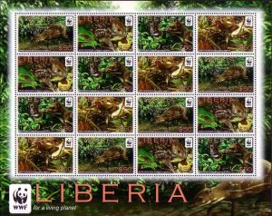 Liberia WWF Water Chevrotain Sheetlet of 4 sets 2011 MNH