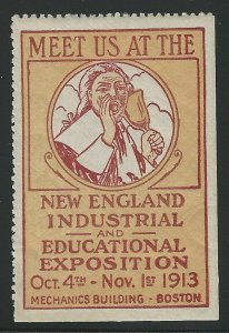 New England Industrial & Educational Expo 1913, Poster Stamp / Cinderella Label