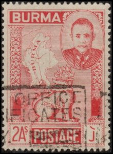 Burma 87 - Used - 2a U Aung San / Chinze / Map (1948)