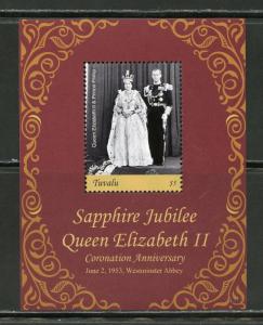 TUVALU  2018 SAPPHIRE JUBILEE OF QUEEN ELIZABETH II SOUVENIR SHEET  MINT NH