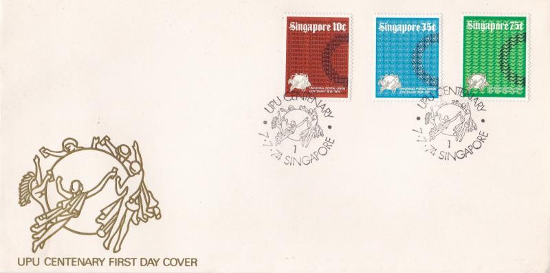 Singapore 1974 Universal Postal Union Complete on Clean First Day Cover VF