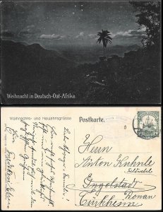German East Africa Tanzania Tanga Christmas Postcard mailed 1910 DOA