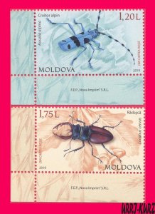 MOLDOVA 2019 Fauna Insects Beetles Rosalia Alpina Lucanus Cervus(Beetle-Deer) 2v