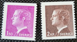 Sweden,1974-78, K. Carl XVI, 1.50Kr &  2 Kr., # 1074,1076, coil, MNH, SCV$1.60