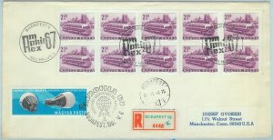 84725 - HUNGARY - Postal History -  BLOCK of 10 stamps on FDC COVER 1967 Car Bus