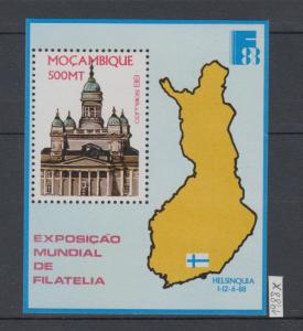 XG-AJ400 MOZAMBIQUE IND - Architecture, 1988 World Philatelic Expo MNH Sheet