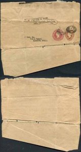 ESC36 QV  1 1/2d Brown (22.7.91) and 3d Carmine (22.7.91) Wrapper used to India