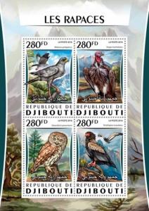 Djibouti - 2016 Birds of Prey - 4 Stamp Sheet - DJB16305a