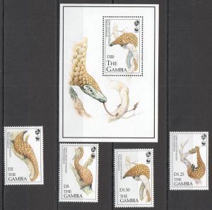 B1430 Gambia Wwf Fauna Wild Animals Pangolins #1550-53 Set+Bl Mnh