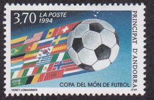 French Andorra # 438,  World Cup Soccer, NH, 1/2 Cat