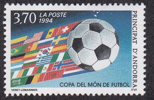 French Andorra # 438,  World Cup Soccer, NH, 1/2 Cat