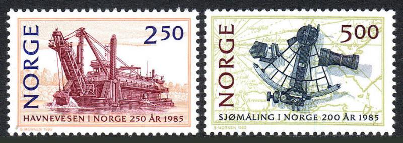 Norway 869-870, MNH. Ship Navigation. Sextant and chart, 1985