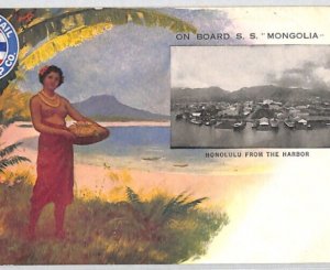 USA HAWAII Honolulu Postcard Maritime PACIFIC MAIL STEAMSHIP Co SS MONGOLIA PF44