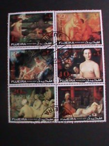 FUJEIRA 1971 WORLD FAMOUS NUDE ARTS PAINTING BY FAMOUS PAINTERS CTO BLOCK VF