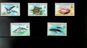 TURKS & CAICOS Sc 380-4 NH ISSUE OF 1979 - BIRDS & SEA LIFE - (AS24)