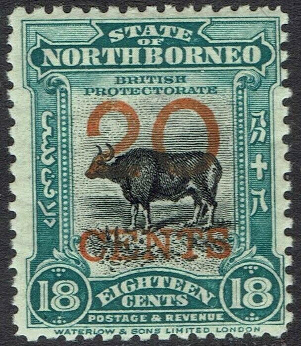 NORTH BORNEO 1925 20 CENTS ON 18C PERF 12.5