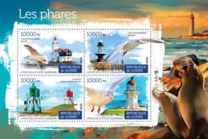 GUINEA 2015 SHEET LIGHTHOUSES BIRDS SEALS