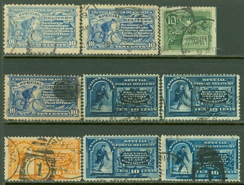 EDW1949SELL : USA 1885-1914 Scott #E1-E9 Used. Minor faults. Scarce Catalog $379