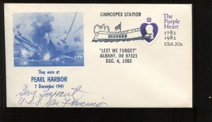 Eugene 'Gene' Tarrant USS San Francisco Pearl Harbor Survivor Sign Cover LV6396