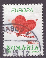 Romania (1998) #4194 used; this is top of the set and it is postal circulated