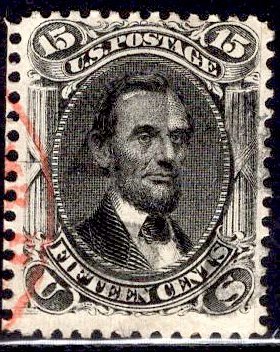 US Stamp Scott #77 15c Black Lincoln USED SCV $175. Fresh paper.