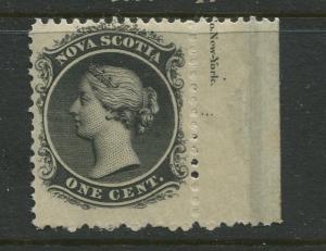 Nova Scotia. -Scott 8 - QV Definitive Issue -1860 - MNH -Single 1c Stamp