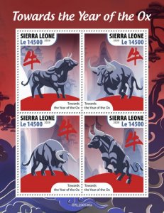 SIERRA LEONE - 2020 - Year of the Ox - Perf 4v Sheet - Mint Never Hinged