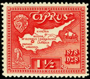 CYPRUS SG125, 1½pi scarlet, LH MINT.