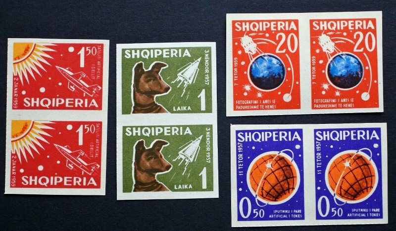 Albania 1962 Scott 621-624 MNH imperf Laika space dog Sputnik C/V $130,00