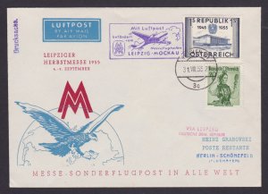 AUSTRIA 1955, Illustrated cover Leipzig - Moscow Special cancellation