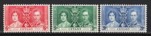 Ceylon - 1937 Coronation Issue Sc# 275/277 - MLH (8708)