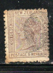 NEW ZEALAND #65  1882  6p       QUEEN VICTORIA   F-VF  USED  f