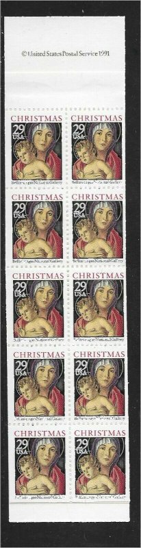 1992 Christmas Madonna & Child 29c booklet BK202A (2 panes Sc 2710a) MNH