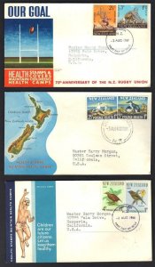 NEW ZEALAND 1940-70's COLLECTION OF 6 HEALTH STAMP SETS ON FDCs ALL WITH CACHETS
