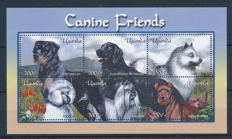 [26123] Uganda 2001  Rottweiler Poodle Maltese Dogs MNH