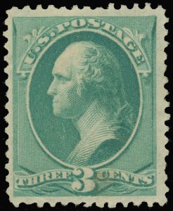 Scott #207, Mint-F/VF-OG-Hinged, Popular 3¢ Washington, SCV $80.00!