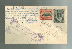 1936 Niuafoou Tonga Toga Tin Can Canoe Mail Cover to New Zealand