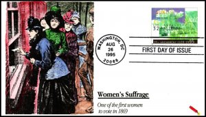 Scott 2980 32 Cents Women's Suffrage Dynamite Hand Colored FDC 55 Of 67