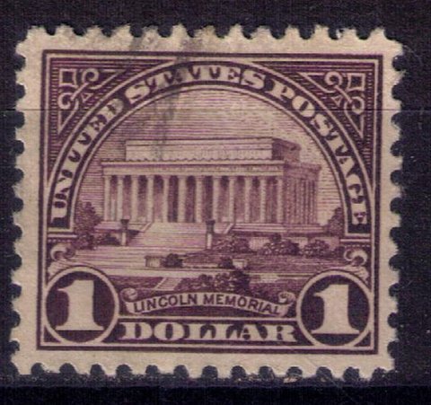 US Scott #571 Used $1 Lincoln MemorialVery Fine