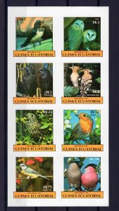 Equatorial Guinea 1977 BIRDS/OWL Sheetlet (8) Imperforated  MNH