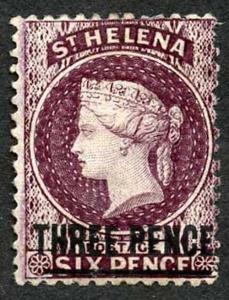 St Helena SG11 3d Deep Dull Purple Wmk CC Bar type A M/Mint cat 120 pounds