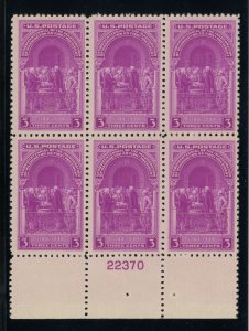 US Stamp #854 Washington Inauguration 3c - Plate Block of 6 - MNH - CV $3.50