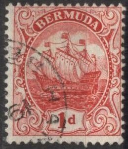 Bermuda 42 (used) 1p caravel, rose red (1916)