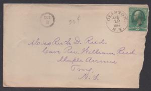 **US 19th Century Cover Scott #207, Clinton, NY, 4/19/1882 Star FC, Marked Due 3