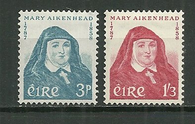 1958 Ireland 167-8 Mother Mary Aikenhead C/S of 2 MH