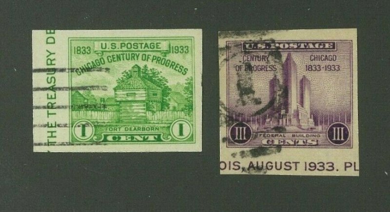 US 1933 American Philatelic Society Souvenir Sheet Singles, Scott 730a-731a used