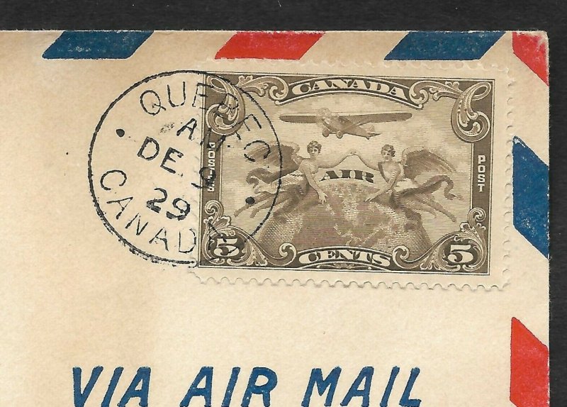 Doyle's_Stamps:Canadian Postal History: 1st Flt Quebec-Moncton Flight Cvr, 1929