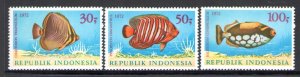 1972 INDONESIA, Stanley Gibbons #1318-20 - Fish - MNH**