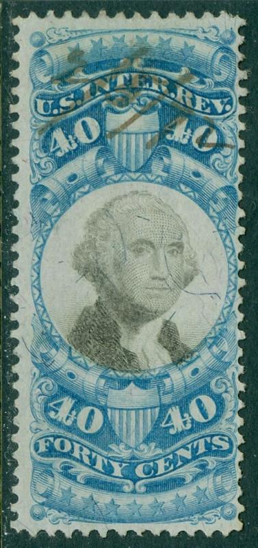 USA : 1871. Scott #R114 VF, Choice stamp with neat manuscript cancel. Cat $130