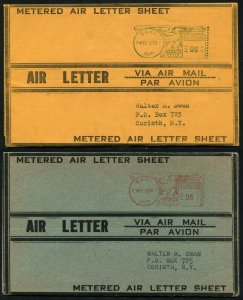2 USA Airmail Metered Letter Cover Stamps Postage Collection 1953 Mailomat